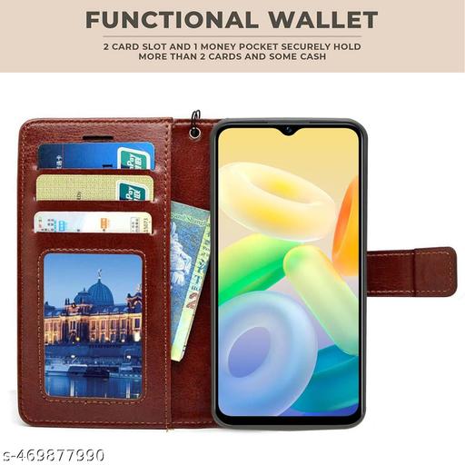 vivo T2x Back Cover Inside TPU with Card Pocket Wallet Stand And Shock Proof Complete Protection Flip Case--BROWN - Khan's Hub