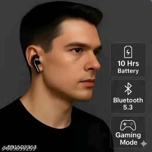 Wireless TWS Bluetooth Ear- buds (black) | High-Quality Sound | Long Battery Life | Touch Control Ear- buds | Comfortable Fit | Bluetooth 5.3 Ear- buds | Premium Design Combo | Perfect for Music, Calls, and | Ideal for Gaming, Workout, and Travel - Khan's Hub