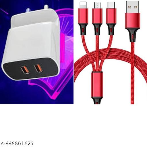 DUAL Fast Charger 3.1 cable, Mico, Types-c , i-phone  - Khan's Hub