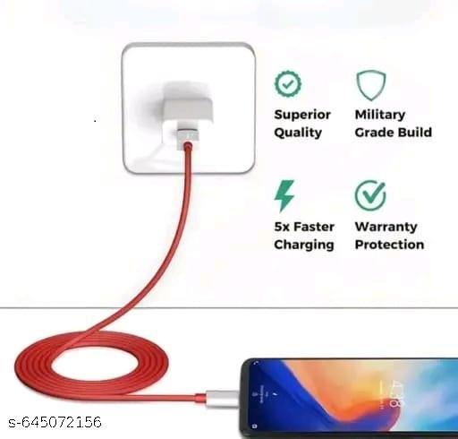 Type C Cable 6.5 A 1 m original 65W/6.5A Superdart, Warp, Dash, Vooc, Superdart Fast Charger Cable (Compatible with Phone, Red, One Cable) - Khan's Hub