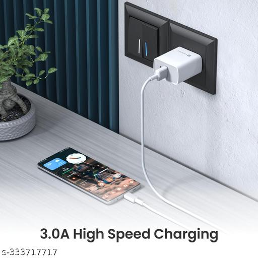 Konnect Link Micro USB Fast Charging Cable with 3.0A Output, 480Mbps Data Transfer, 1M Length for Smartphones, Tablet, Laptops & Other Micro USB Devices(White) - Khan's Hub