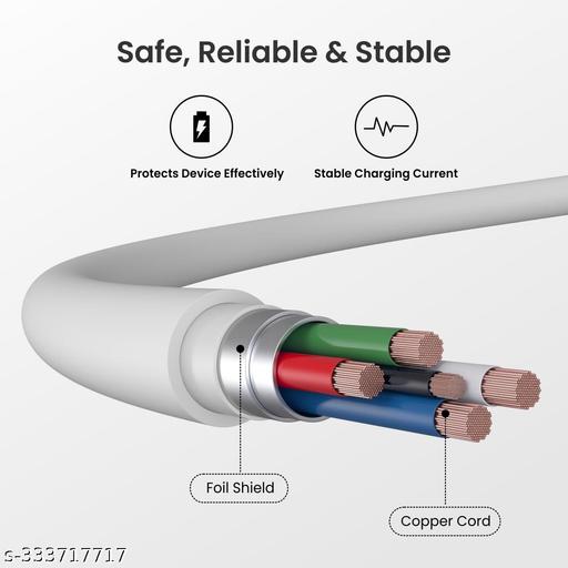 Konnect Link Micro USB Fast Charging Cable with 3.0A Output, 480Mbps Data Transfer, 1M Length for Smartphones, Tablet, Laptops & Other Micro USB Devices(White) - Khan's Hub