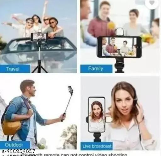 3-in-1 Multifunctional Bluetooth Extendable Selfie Sticks with Flash, Detachable Wireless Remote Tripod Stand for Mobile Phones (Black) - Khan's Hub
