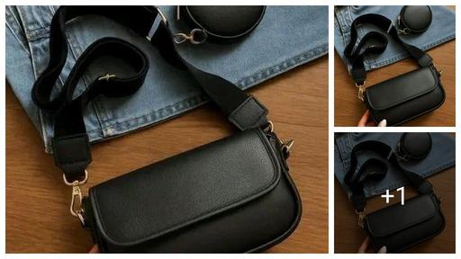 Black Cross-Body Sling Bags For Girls & Women With Coin Pouch & Adjustable Handle.