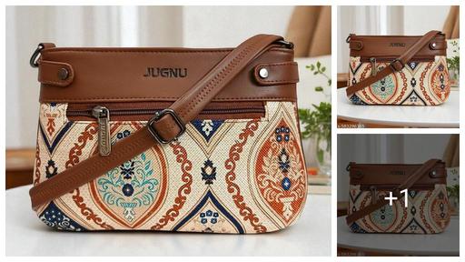Jugnu_Handcrafted Fabric Mandala Printed Cross-body Sling Bag For Girl & Women Light Brown Tan