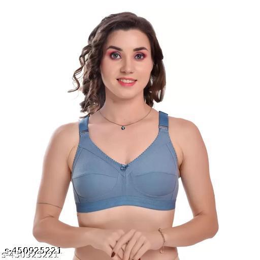 Women's Cotton Blend C-Cup Non-Padded Heavy Bust Seamless Minimizer Full Coverage Non-Wired T-Shirt Everyday Bra Combo Pack of 3 - Khan's Hub