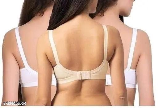 Women's favorite Cotton Non Padded Bra (Pack of 3) Color-White&Skin - Khan's Hub