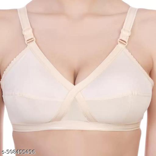 Women's favorite Cotton Non Padded Bra (Pack of 3) Color-White&Skin - Khan's Hub
