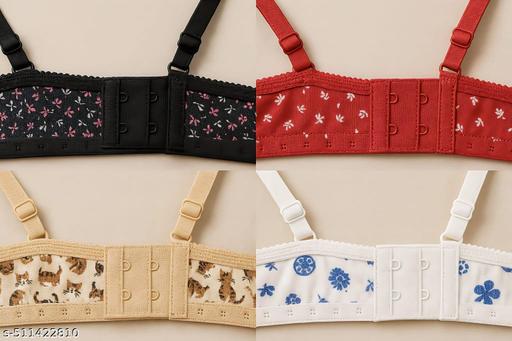 StylishBra Women Printed Bra Pack of 4 (Random Print) - Khan's Hub