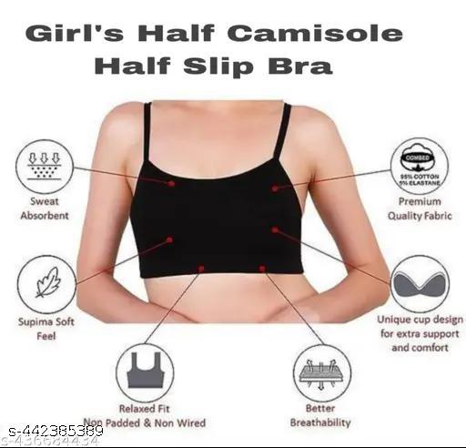 (PACK OF 6) Girl's and Women Baby Slip Bra Baby Inner Slip Bra Crop Top Bra Girl's Gym Bra Yoga bra Girl's Innerwear Cotton Slip Bra Non Padded Non Wired Bra Teenager Bra magical bra - Khan's Hub