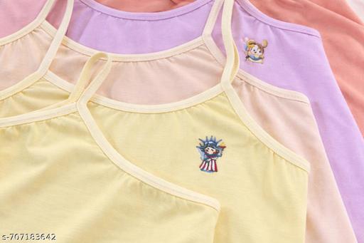 Kids Girls Cotton Camisole Tank Top | Soft Sleeveless Innerwear (Pack of 4 Pastel Colors) - Khan's Hub