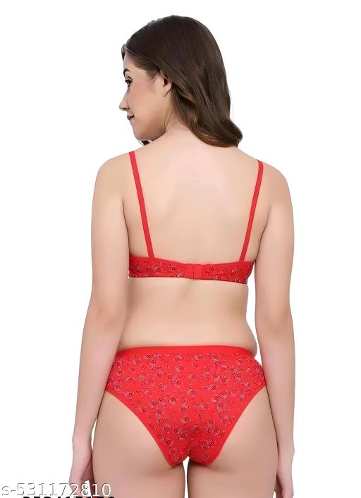Bra Panty Set for Women Pack of 3 | Stylish Cotton Non Padded Lingerie Set | Bra Panty Combo for Girls | Comfortable Innerwear Set - Khan's Hub