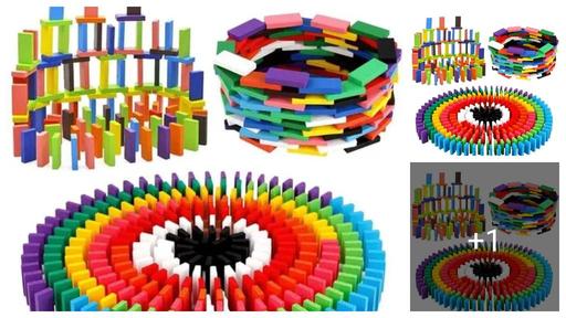 60 PCS Super Domino Blocks, 12 Colors Bulk Wooden Dominoes - Building Block Tile Game Racing Educational Toy for Kids Birthday Party Favor