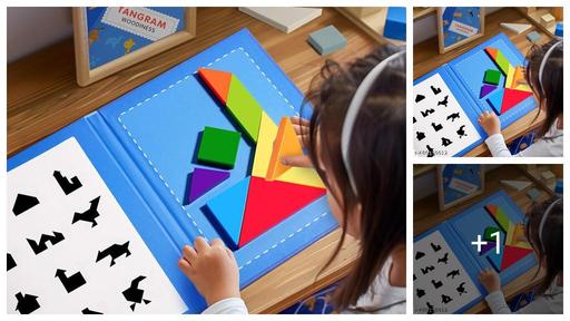 Tangram magnetic wooden puzzle Game For adults and Toddler Fun Educational Toy