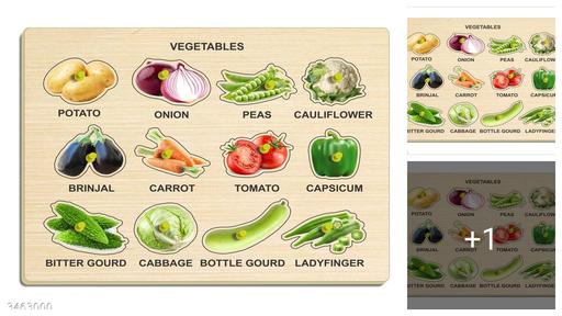 VMTS 12 Nos Of Wooden Puzzle Educational Board Learning Toy Tray for Kids, Vegetables001