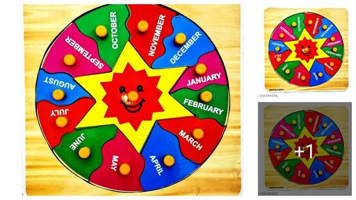 EL SMO Wooden Month Learning Puzzle Board Educational Alphabet Tray Toy Pre-School Learning Kit