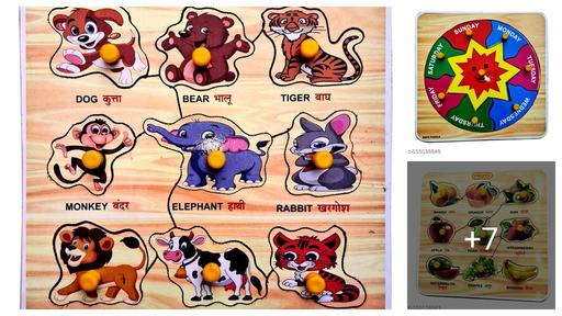 EL SMO Wooden Week Days Puzzle Educational Tray Toy Pre-School Learning Kit Colourful Learning Letters Alphabets Board