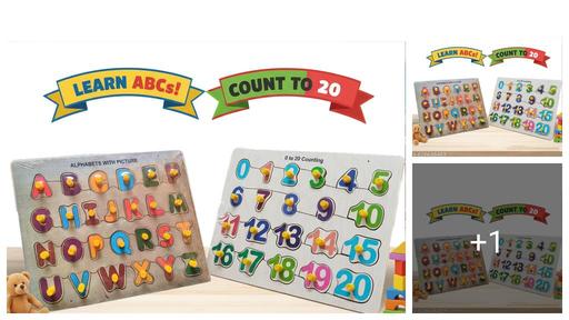 Wooden 4D Capital Alphabets and Number Board Puzzle Toy, Educational Toy Puzzles for Early Learning, Non-Toxic, Colorful Toy, Montessori Toy for Pre-Schooler Kids, Multicolor (Pack of 2)