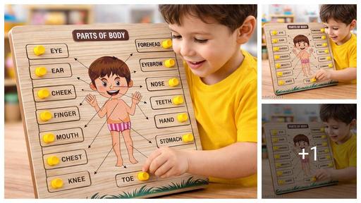 Educational Body Parts Wooden Puzzle for Toddlers, Montessori Human Anatomy Board, Visual Learning Aid for Preschoolers, Safe Early Learning