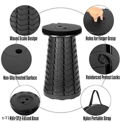 round stool Outdoor Portable Folding Stool Camping Hiking Fishing Picnic Chair Seat Table Chair Round Foldable Plastic for Kids Adults Home Office Garden Travelling Campy Stool (Red, Black, Pre-assembled) - LimiCart