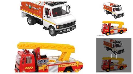 Pack Of 2 Kids Fire Ladder Truck & TUF 07 Vehicle Combo Pack | Pretend Play Rescue Toy Set | Role-Play Firefighter Toys for Boys | Toys Khilona Toys Gift Birthday