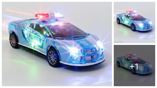 Police Car With Lights Friction Music And Siren Sound Police 3D Car Police Car Super Speed Colorful Dazzling Light And Music, Multicolor
