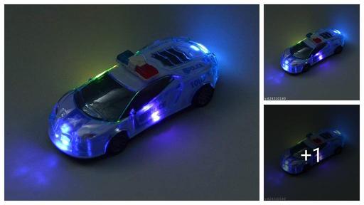 Police Car With Lights Friction Music And Siren Sound Police 3D Car Police Car Super Speed Colorful Dazzling Light And Music, Multicolor