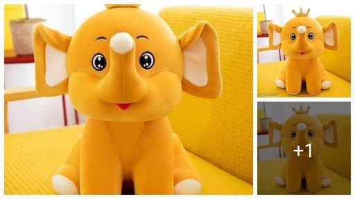 Yanshu Cuddly Yellow Elephant Soft Toy, Idel for Kids, Gift, Decoration, Size-13 Inche
