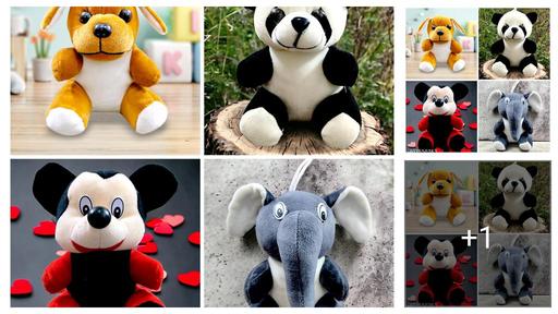 Toy World Unisex Soft Toys For Kids Combo Set Of 4/Dog,Panda,Mouse,ElePhant