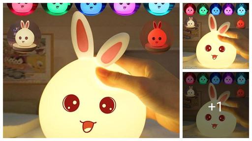 Aubade Silicone Rabbit Night Light | USB Rechargeable 7 Color-Changing LED Lamp with Touch Sensor Control | Kids Bedroom Décor & Gift for Baby
