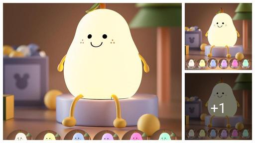Aubade Pear Rechargeable Silicone Night Lamp - Soft Glow Pear Lamp, Kids Night Light, Nursery Decor, Birthday Gift, Silicone LED Light 