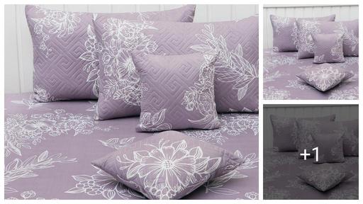 5pc bedsheet set (1King size Bedsheet + 2 Pillow Covers with Embroidery+ 2 Cushion Cover with Embroidery with filler )WITH ZIP Heavy Quality Multicolor five piece set