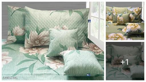 5pc bedsheet set (1King size Bedsheet + 2 Pillow Covers with Embroidery+ 2 Cushion Cover with Embroidery with filler) Heavy Quality Multicolor five piece set