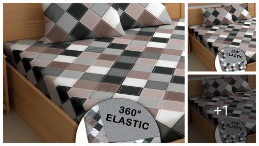 Super Soft Glace Cotton All Round Elastic Fitted Double Bed Bedsheet with 2 Pillow Covers-72x78x8 Inches-fiteed_Double
