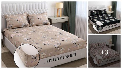 Duble bed sheet king size Bedding Castle Fitted (Elastic) Cotton duble Bedsheet Set with 2 pillow covers (Bedsheet Size 78x72+10) (Pillow Size 28x18)Bedding Castle Fitted (Elastic) Cotton buble Bedshe