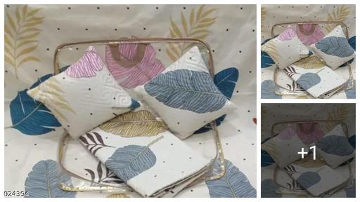 SUPERSOFT GLACE COTTON DESIGNER DOUBLE BED 5 PCS SET (1BEDSHEET+2PILLOW COVERS + 2 FILLED CUSHIONS)