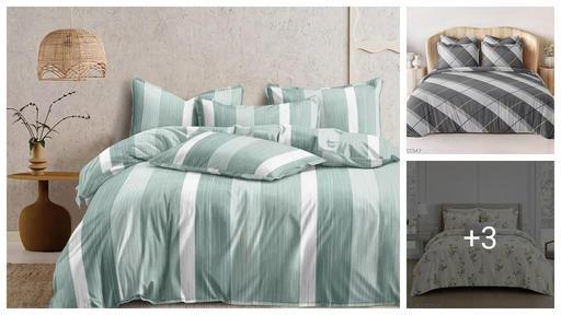 Super King Cotton Bedsheet 108x108 Inches with 2 Pillow Covers | Elegant Green Stripe King Size Bed Sheet