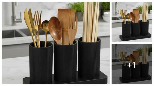  3-Section Kitchen Tool Holder – Stylesh Stand for Cutlery & Spatulas