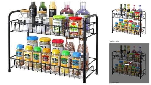 Stella Collections Multipurpose Storage Organizer Mild Steel 2 Layer Storage Organizer Rack for Kitchen Standing Rack Shelf Storage Holder Kitchen Rack/Spice Shelf/Kitchen Racks/Pantry Storage Organizer/Spice Rack Set for Kitchen