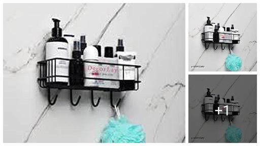 Multipurpose wall mount shelf for home || Metal bathroom shelf with hooks || Modern metal bathroom shelf ||