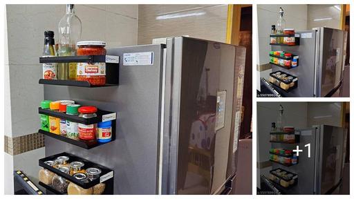 Cutlery Stand Fridge Side Storage Rack Magnetic Spice Rack for Refrigerator Magnetic Shelves Magnetic Fridge Organizer Magnetic Shelf Spice Rack Organizer Spice Rack for Fridge Magnet Organiser kitchen organizer and rack