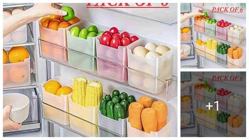 6Pcs fridge storage boxes multipurpose containers for storage Space-saving Refrigerator Side Door Organizer for fridge kitchen Fruits, Vegetables Storage Containers- transparent