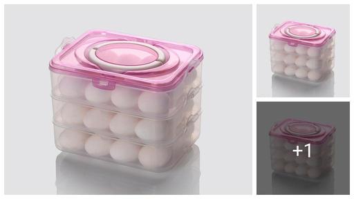 BILIPATRA 36 Grid Egg Storage Container Storage Box with Lid for Refrigerator Kitchen Food and Vegetable (Pack Of 1, Pink)