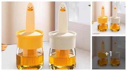 Oil Dispenser for Kitchen, 2 IN 1 Oil Dispenser Bottle with Silicone Basting Brush for Cooking Vinegar Sauce BBQ Grill Frying Baking,Air Fryer (pack of 2)