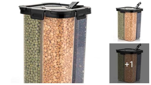 4 in 1 Multipurpose 4 Section Kitchen, Fridge Storage Airtight Container Set for, Dryfruits, Spices, Groceries, and Pickles with Storage Set 2000 ml