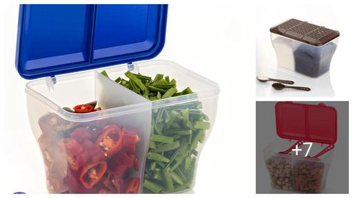 Fit4Chef 2 Section Container 2 in 1 Transparent Plastic Lock Food Storage Airtight Container Jar Spices Container Box Spice Box Spice Set Masala Jar Pickle Jar Set Pickle Box Pickle Container Fridge Container Fridge Storage Containers Fridge Storage Box Dry Fruit Box Tea, Coffee & Sugar Container