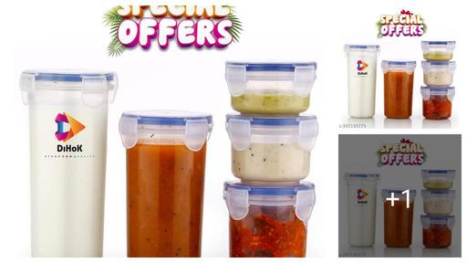 Fancy Liquid Round Container Plastic Airtight Food Storage Containers with Leak Proof Locking Lid Storage container set of 5(110 ml,160 ml,210 ml,400 ml,500 ml, Transparent)