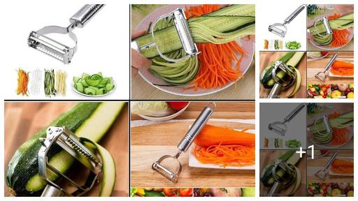 2 in 1 Stainless Steel Julienne Vegetable Peeler Multi-Functional Fruit & Veggie Shredder Slicer and Grater for Potatoes, Carrots, Cucumbers