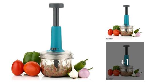 UNIQYE Chopper, Manual Hand Press Push Chopper with 3 Blades for Effortless Chopping Vegetables & Fruits (Assorted, 650 ml, Plastic). 