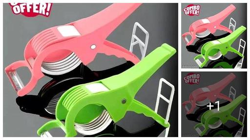 SET OF 02 Vegetable Cutter chopper dry fruit cutter combo of bhindi cutter vegetable peelers for kitchen 2 in 1 fruit slicer & peeler clever cutter smart chopper salad maker